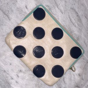 Fossil Tan and Navy Blue Polka Dot iPad Case Tablet or Mini Laptop Case